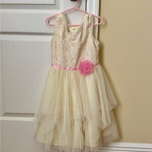 Jona Michelle Cream and Pink Layered Kids Costume Dress